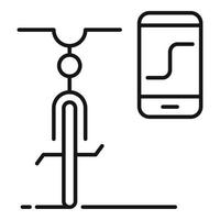 rastrear el icono de alquiler de bicicletas telefónicas, estilo de esquema vector