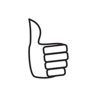 Hand with thumb up icon, outline style vector