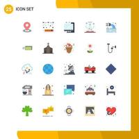 Pictogram Set of 25 Simple Flat Colors of pollution technology computer science knowledge Editable Vector Design Elements