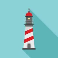 Warning lighthouse icon, flat style vector