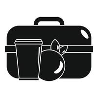 icono de la caja de almuerzo de manzana, estilo simple vector