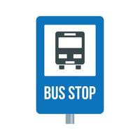 City bus stop sign icon, flat style vector