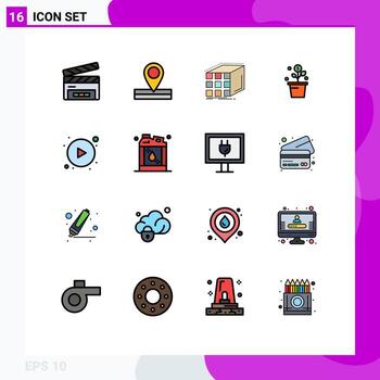 Modern Set of 16 Flat Color Filled Lines and symbols such as arrows pot aggregation success growing Editable Creative Vector Design Elements