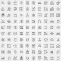 paquete de 100 iconos de líneas universales para móviles y web vector