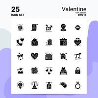 25 Valentine Icon Set 100 Editable EPS 10 Files Business Logo Concept Ideas Solid Glyph icon design vector