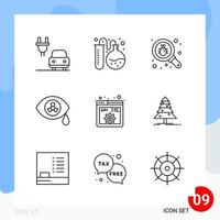 Modern Pack of 9 Icons Line Outline Symbols isolated on White Backgound for Website designing vector