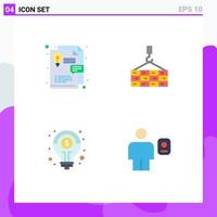 Pictogram Set of 4 Simple Flat Icons of idea idea building crane avatar Editable Vector Design Elements