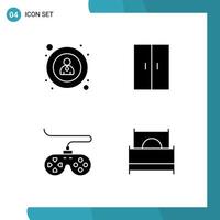 4 Solid Glyph concept for Websites Mobile and Apps interface game furniture wardrobe bed Editable Vector Design Elements