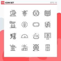 Group of 16 Modern Outlines Set for key sale day online bids Editable Vector Design Elements