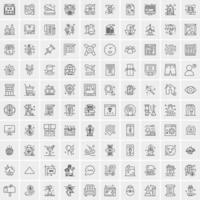 paquete de 100 iconos de líneas universales para móviles y web vector