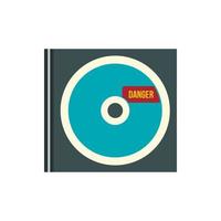 Disk with virus icon, flat style vector