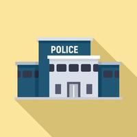 Police station building icon, flat style vector