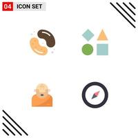 4 Thematic Vector Flat Icons and Editable Symbols of candy god sweets geometric mythology Editable Vector Design Elements