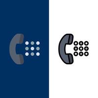 Apps Call Dial Phone  Icons Flat and Line Filled Icon Set Vector Blue Background