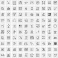 paquete de 100 iconos de líneas universales para móviles y web vector