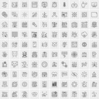 paquete de 100 iconos de líneas universales para móviles y web vector