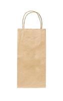 Recycled paper kraft long shopping bag isolated on white background photo