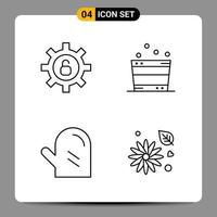 4 Black Icon Pack Outline Symbols Signs for Responsive designs on white background 4 Icons Set Creative Black Icon vector background