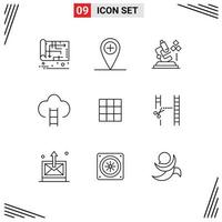 9 Thematic Vector Outlines and Editable Symbols of feed place microscope game career Editable Vector Design Elements