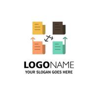 Exchange File Folder Data Privacy Business Logo Template Flat Color vector