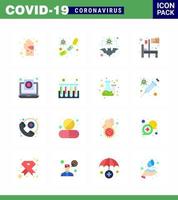 nuevo coronavirus 2019ncov 16 paquete de iconos de color plano virus hospitalario microbio portador de gripe coronavirus viral 2019nov enfermedad vector elementos de diseño