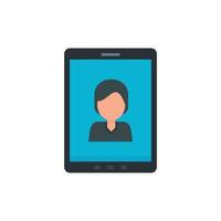 Device video call icon, flat style vector