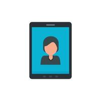 Device video call icon, flat style vector