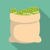 Big bag money icon, flat style vector