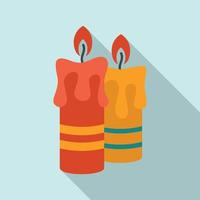 Two candles icon, flat style vector