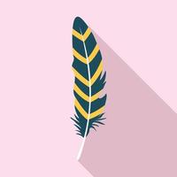 Bohemian feather icon, flat style vector