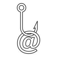 icono de correo electrónico de phishing, estilo de esquema vector