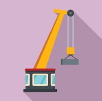 Port crane icon, flat style vector