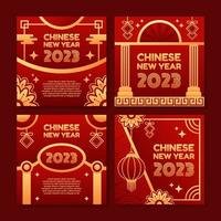 Lucky New Year Social Media Templates vector