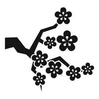 Japanese branch sakura icon, simple style vector