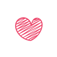 línea del corazón dibujada a mano. amor de corazón rojo en el día de san valentín png