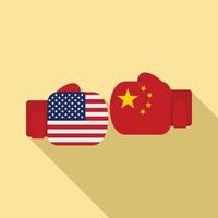 Trade war boxing gloves icon, flat style vector