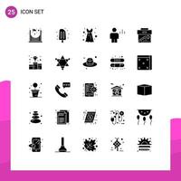 User Interface Pack of 25 Basic Solid Glyphs of corporate arrow frock human body Editable Vector Design Elements