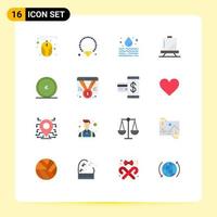 16 Universal Flat Color Signs Symbols of money business pollution paint design Editable Pack of Creative Vector Design Elements