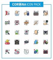 Simple Set of Covid19 Protection Blue 25 icon pack icon included medical lab gestures tubes chemistry viral coronavirus 2019nov disease Vector Design Elements