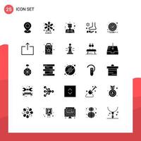 25 Universal Solid Glyphs Set for Web and Mobile Applications alert spa windmill relax foot Editable Vector Design Elements