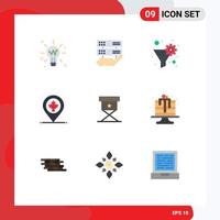 Modern Set of 9 Flat Colors and symbols such as chair canada control location gear filter Editable Vector Design Elements