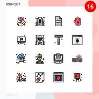 conjunto de pictogramas de 16 líneas llenas de colores planos simples de la conciencia de datos en línea de la tienda elementos de diseño de vectores creativos editables a mano