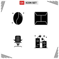 4 Icons Solid Style Grid Based Creative Glyph Symbols for Website Design Simple Solid Icon Signs Isolated on White Background 4 Icon Set Creative Black Icon vector background