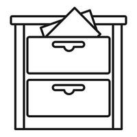 icono de cajón de archivo, estilo de contorno vector