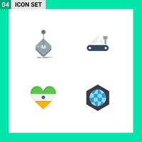 Pack of 4 Modern Flat Icons Signs and Symbols for Web Print Media such as arcade swiss joystick knife flg Editable Vector Design Elements