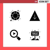 4 Icon Pack Solid Style Glyph Symbols on White Background Simple Signs for general designing Creative Black Icon vector background