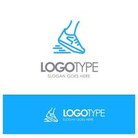 Fast Leg Run Runner Running Blue outLine Logo with place for tagline vector