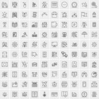 paquete de 100 iconos de líneas universales para móviles y web vector