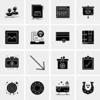 16 iconos de negocios universales vector ilustración de icono creativo para usar en proyectos relacionados con la web y dispositivos móviles