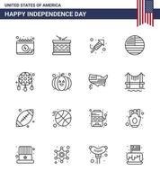 16 iconos creativos de estados unidos signos de independencia modernos y símbolos del 4 de julio de adorno día de acción de gracias día de la bandera elementos de diseño vectorial editables del día de estados unidos vector